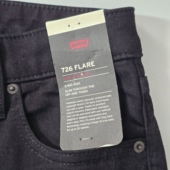 NWT Levi's Premium 726 Flare Jeans Retro 70s Black 27 - Picture 3 of 7